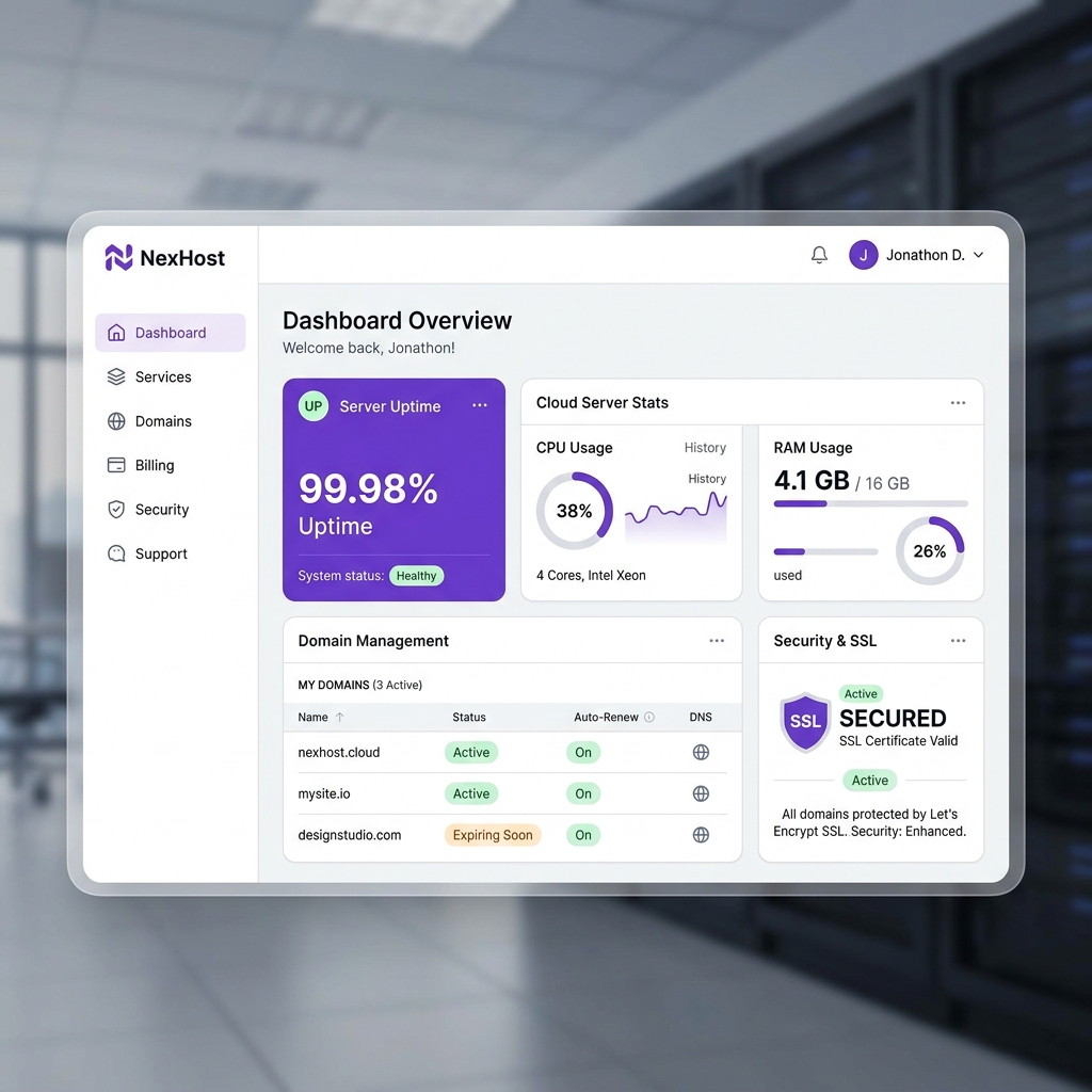 Hosting Control Panel Dashboard